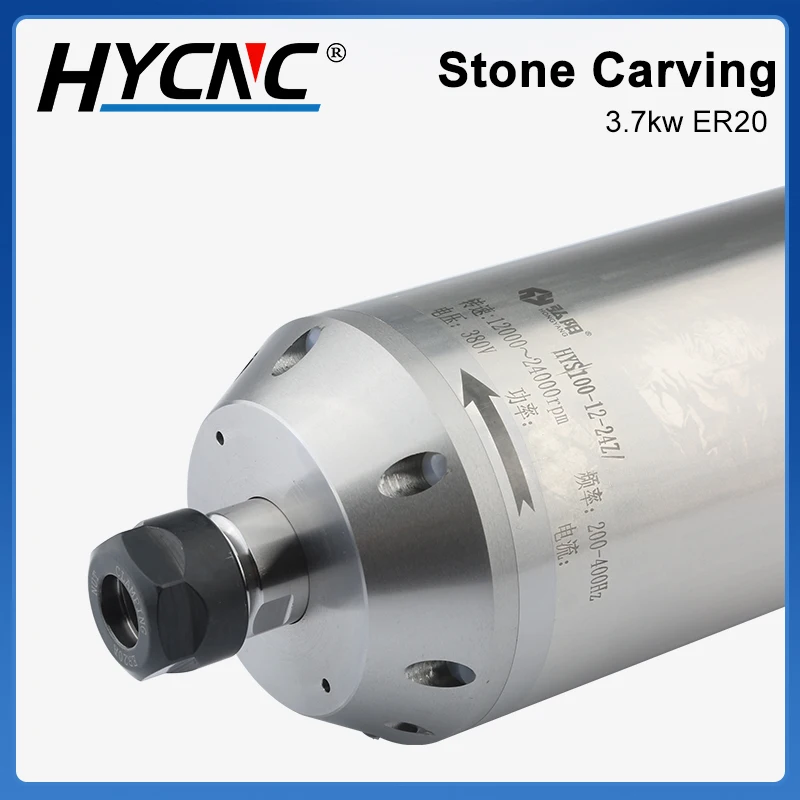 CNC 스핀들 밀링 수냉식 스핀들 모터 D = 100mm, CNC 라우터 스톤 타각기 적합, 3.7kW, 220V, 380V, ER20!