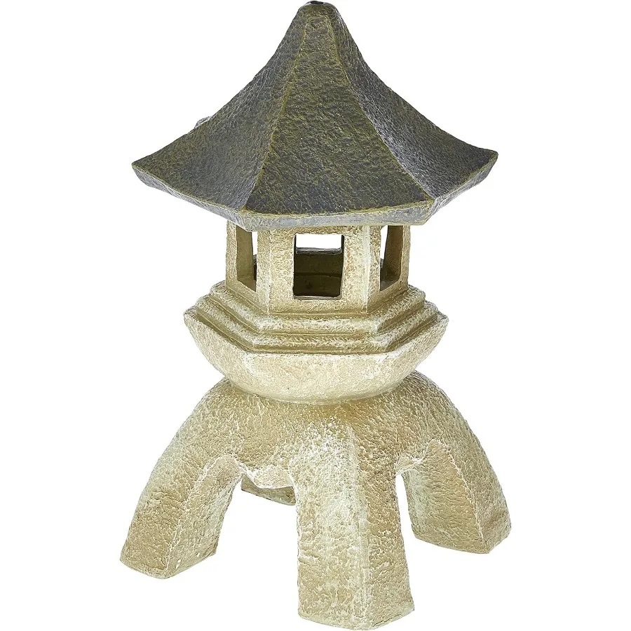 

ng29869 asian decor pagoda lantern statue medium two tone stone finish