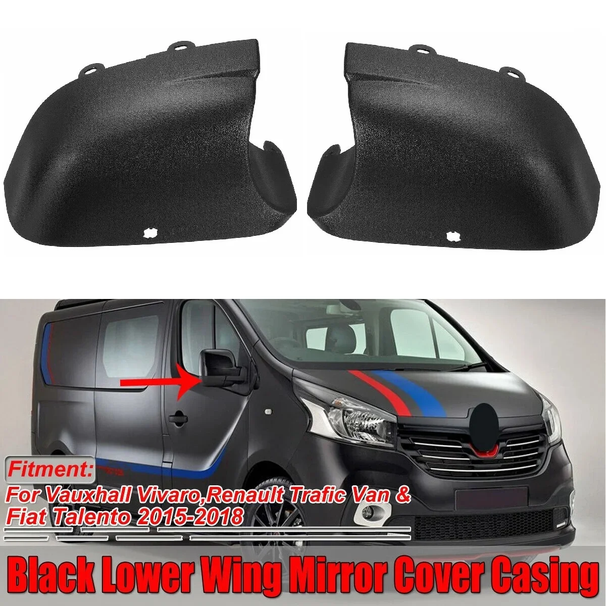 

Rearview Mirror Outer Cap Base Cover Housing Decorative Cover Left Right Side Rearview Mirror Cover Cap For VAUXHALL VIVARO 2014