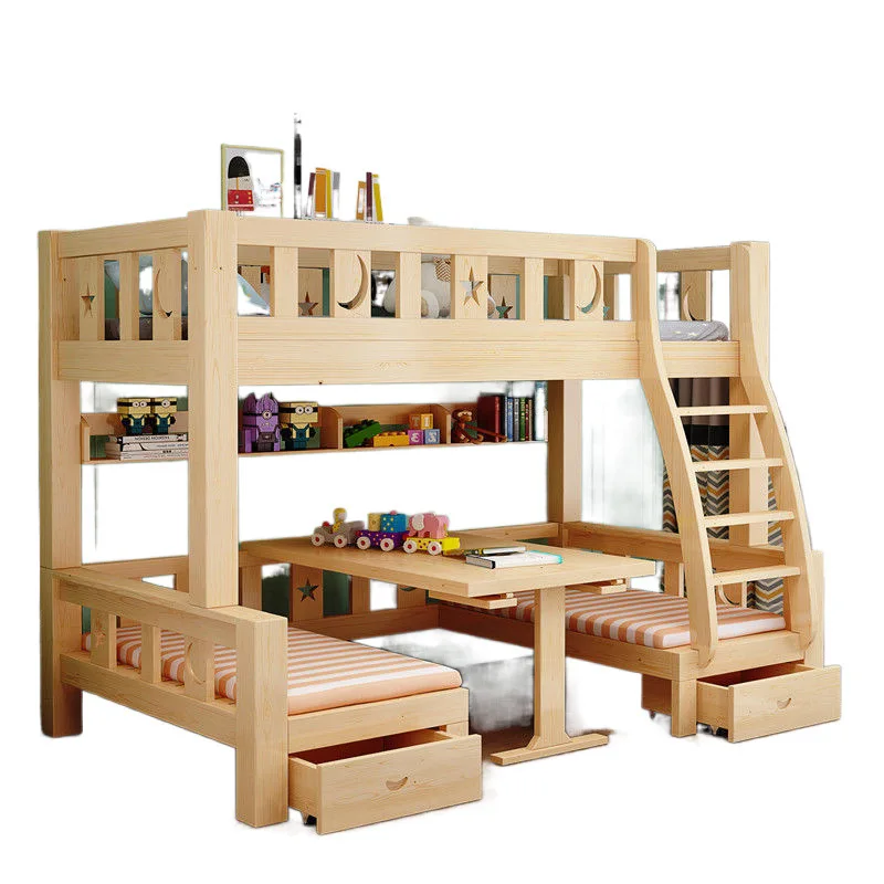 

Double bed, multi-functional, high and low, mother and child, two layers, solid wood, bunk