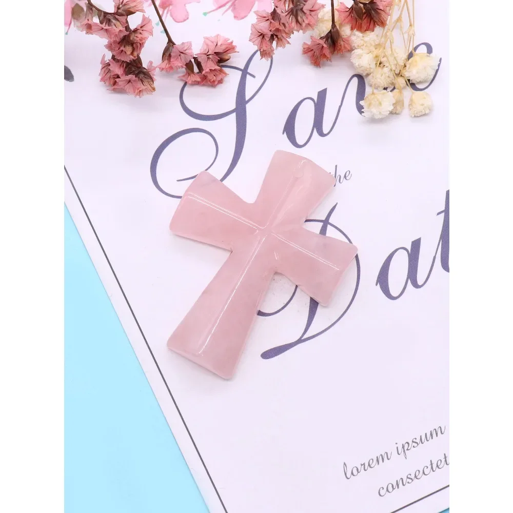 

Natural Stone Opal Crystal Malachite Polished Cross-Shaped Geometric Single-Hole Pendant Handmade DIY Accessory for Necklaces