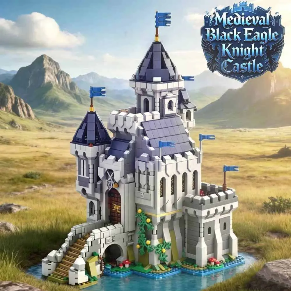 

3275 деталей MOC: Замок Черного Сокола, средневековый замок, альтернативная модель из строительных блоков, креативный конструктор для взрослых