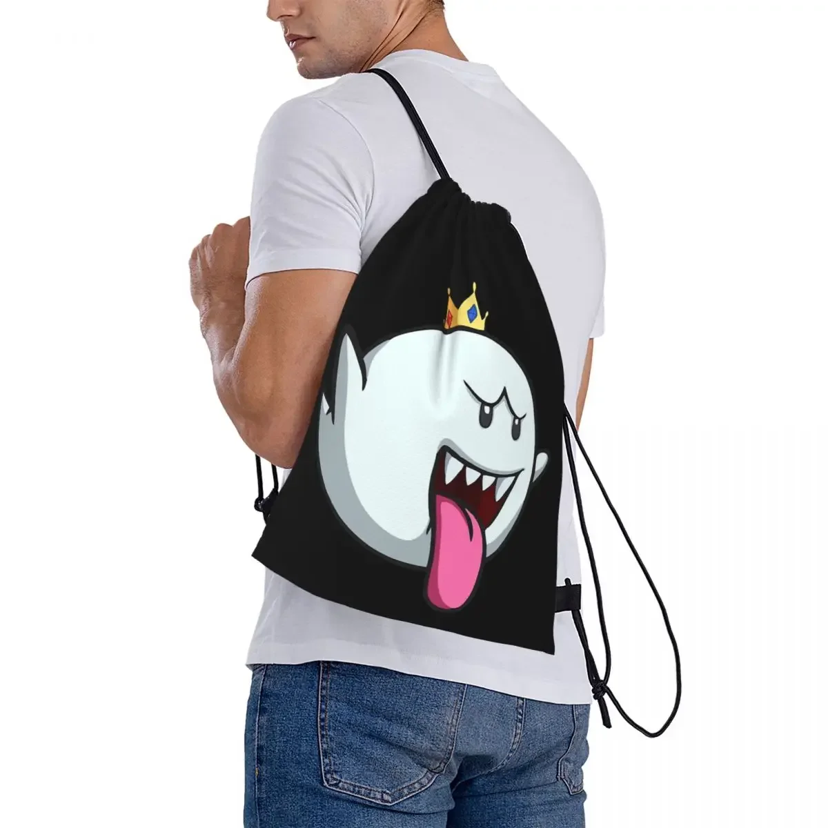 King Boo Throw Blanket Backpacks, Fashion Portable Proximity Wstring Bags, Bundle Pocket, Sports Bag, BookBag, Travel Students