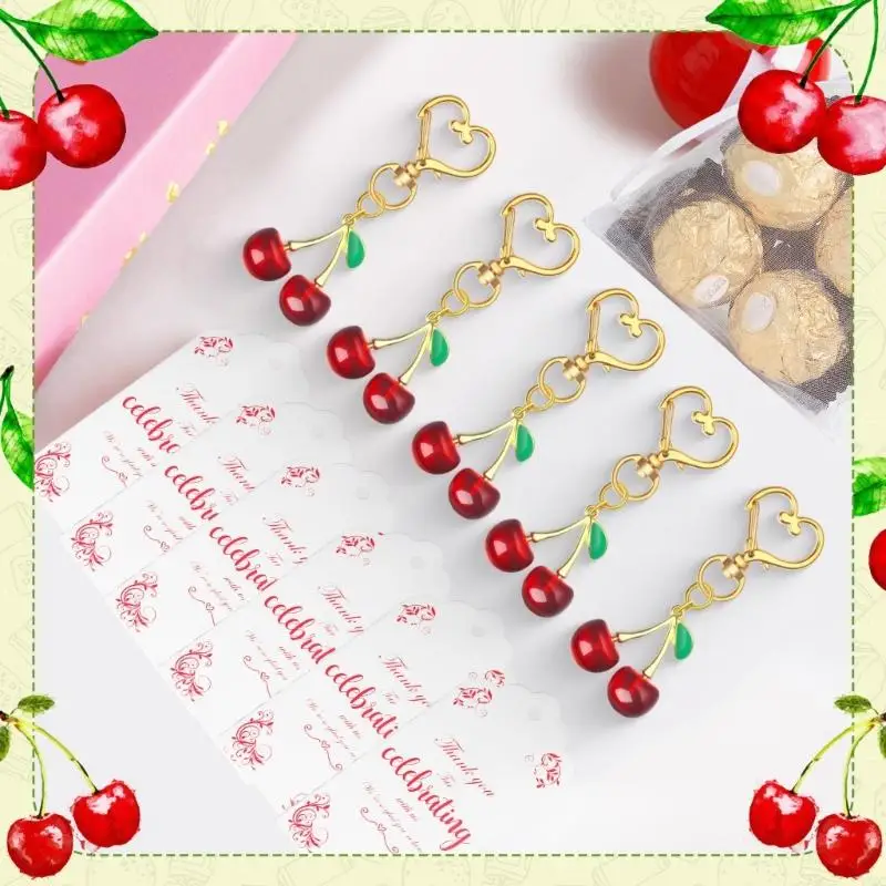 Bright Cherries Design Keychains Party Accessory Practical Gift for Everyday Carry Y4QC