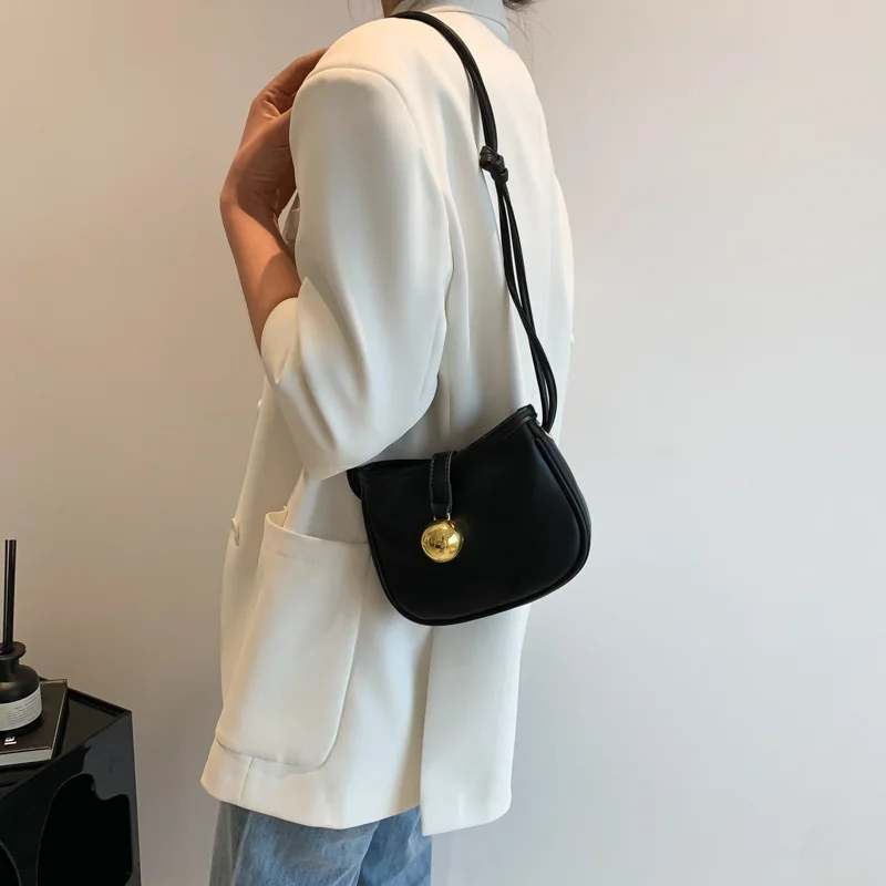 

Текстурная модная сумка через плечо, Новая женская Повседневная однотонная сумка на одно плечо, маленькая квадратная сумка из искусственной кожи, украшение в виде золотого шара