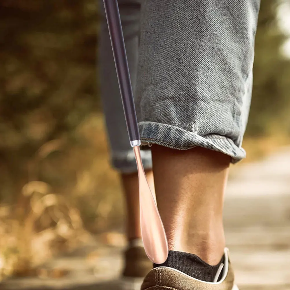 

1pc Metal Shoehorn Detachable Wooden Handle Long Lifter Dolphin Shape Alloy Shoe Horn For Elderly Pregnant Women Shoe Remover