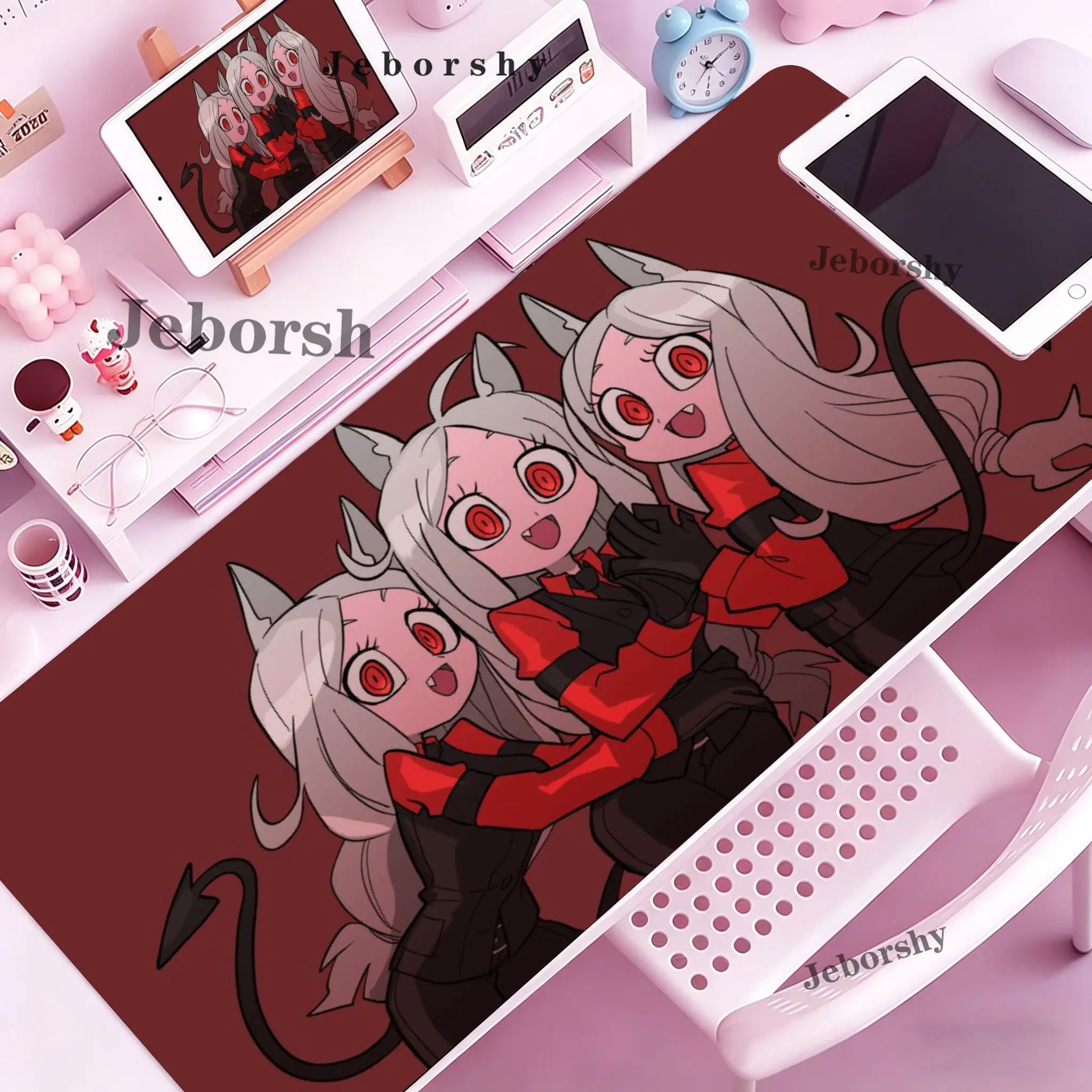 Alfombrilla de Ratón Helltaker Anime XXL para Gamers, Alfombrilla de Juego para PC, Otaku, Borde Cosido, Foto Personalizada, Alfombrilla para Portátil, Escritorio