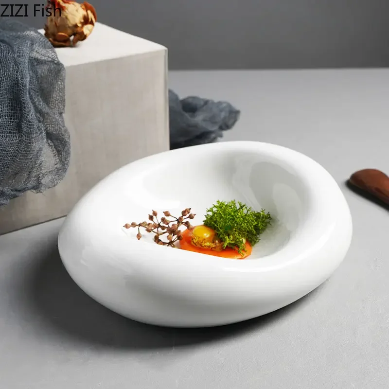 Irregular Shaped Ceramic Plate Modern Food Decoration Main Dish Restaurant Dessert Steak Plate Creative Home Kitchen Tableware