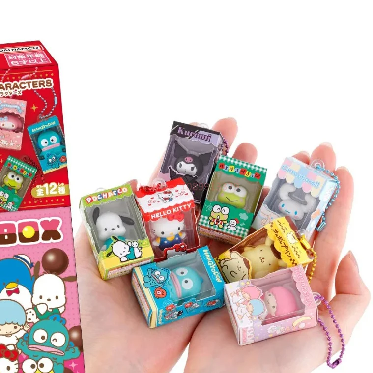 Genuine Bandai Mini Rice Grain Sanrio Character Transparent Window Display Pendant Cute Anime Model Collection Toy Girl Gift