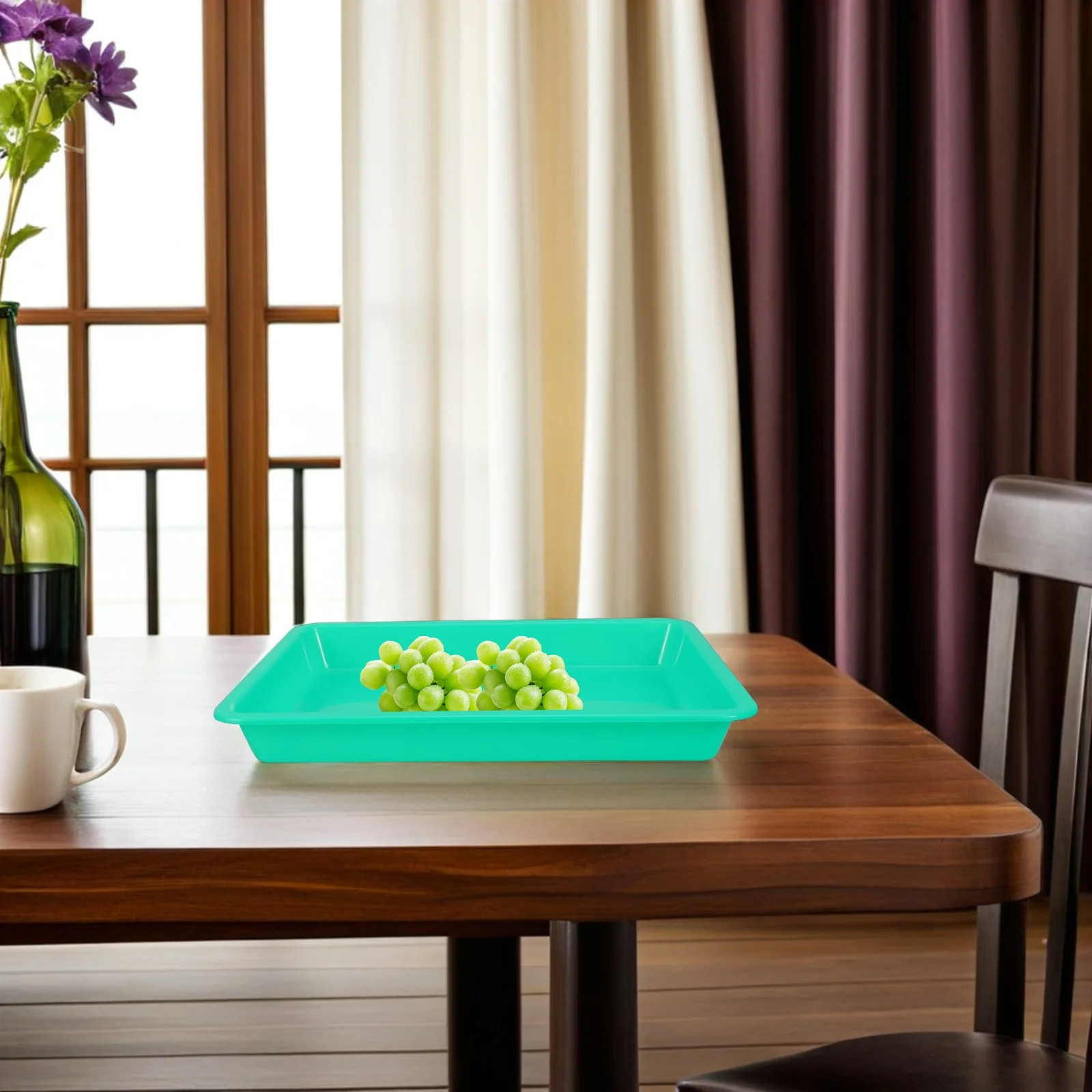 10 Bandejas de Plástico para Frutas - Bandejas Apilables Ligeras para Servir, Organizar Refrigerios, Material Escolar, Manualidades, Fiestas en Casa