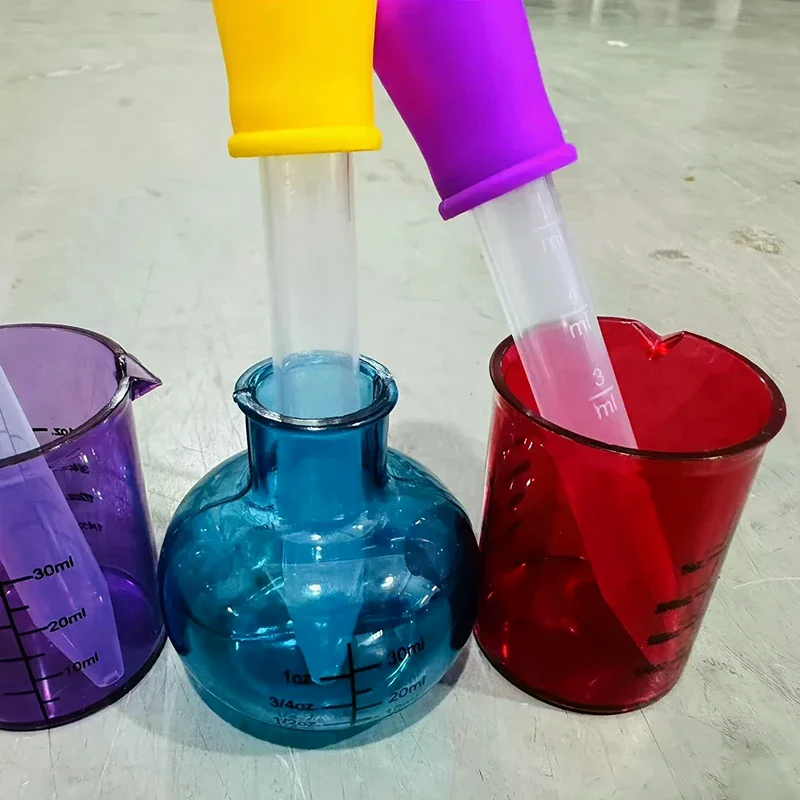 1 Set Educational Mini Measuring Cups Plastic Teaching Aid Science Experiment Sensory DIY 4 Colored Measuring Cups