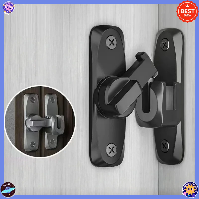 90/180 °   Fechadura de porta flip anti-roubo - Trava deslizante de parafuso de porta pequena de liga de zinco, parafuso de porta de segurança doméstica, hardware resistente