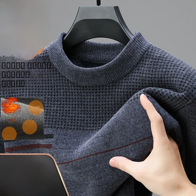 

Men's Winter Fce Lined Casual f High Ne Knitted Sweater Thermal Base Layer irt Comfortable Soft Thiened Snowy Sle