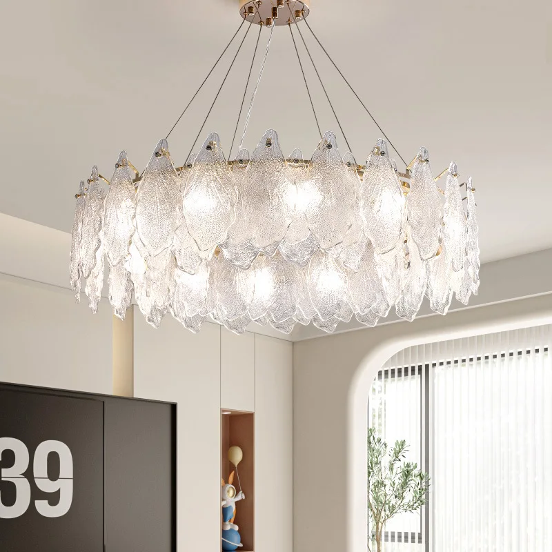 

French light luxury cream style living room main warm romantic bedroom lamp, modern atmosphere dining room chandelier