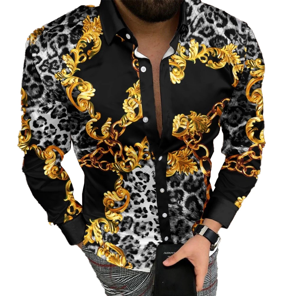 

Mens Printed Long Sleeve Muscle Fitness Button Down Shirt Party T Dress Up Casual Printed Shirts Summer T Shirt Beachwear