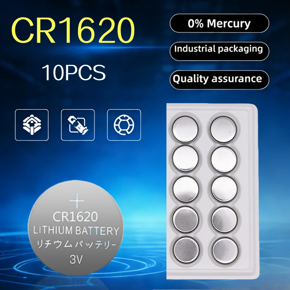 10-200PCS CR1620 battery button battery suitable for watches, car audio speakers, scales, shavers DL1620 BR1620 lithium cell
