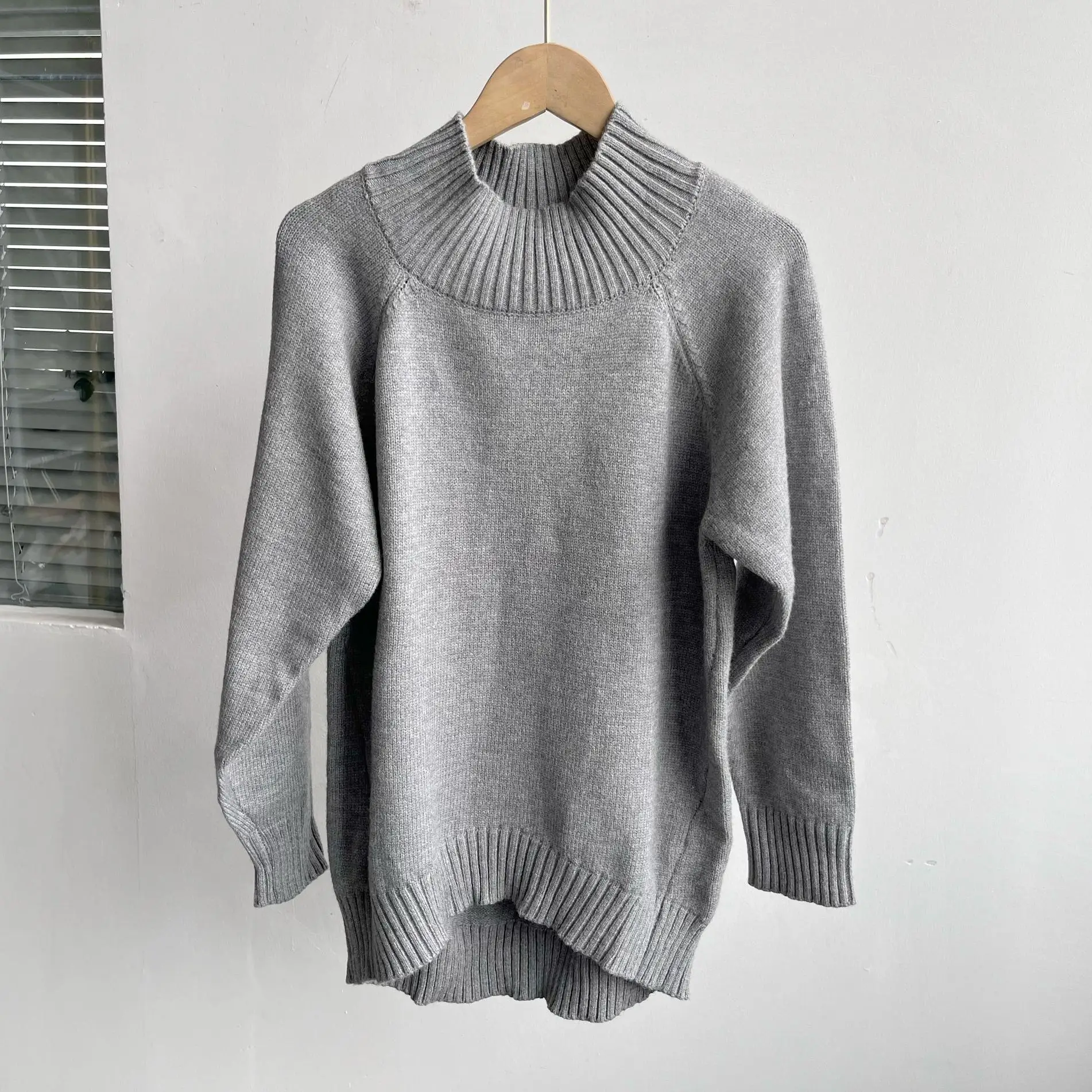 

Американский свободный ленивый трикотаж, однотонный свитер, многослойный осенне-зимний модный утягивающий свитер C9