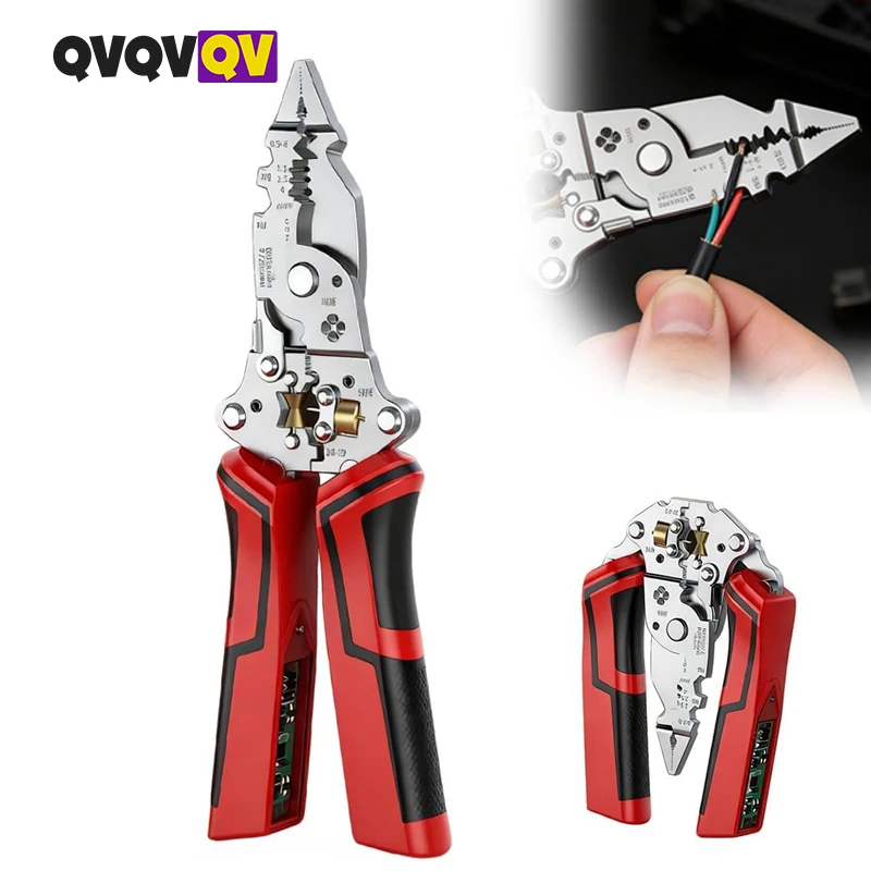 1PCS 14 in 1 Folding Wire Stripper Pliers for Cutting and Pulling Wires, Multifunctional Cable Scissors, Voltage Tester Pliers ﻿