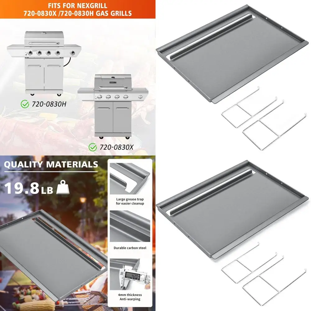 

Cast Iron Griddle for Gas Grills - Flat Top Insert, Compatible with Outdoor Gas and Charcoal Grills, Large Cooking Surface