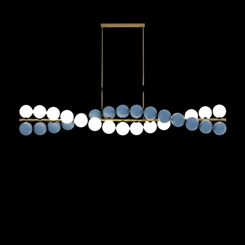 

Nordic style blue and white glass dining room chandelier, lustre dimmable Suitable for Home interior lighting decoration LED