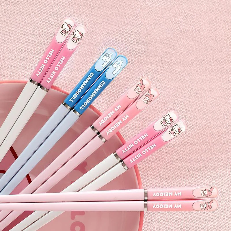 Sanrio Chopsticks Helokitty Kuromi Mymelody Household High Temperature Personal Special Level Couple Anti-mold Chopsticks