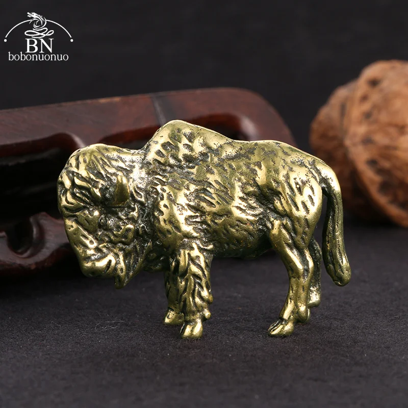 Vintage Brass Goat Figurine Miniature Desktop Ornament Zodiac Animal Sheep Small Statue Tea Pet Home Decoration Craft Collection