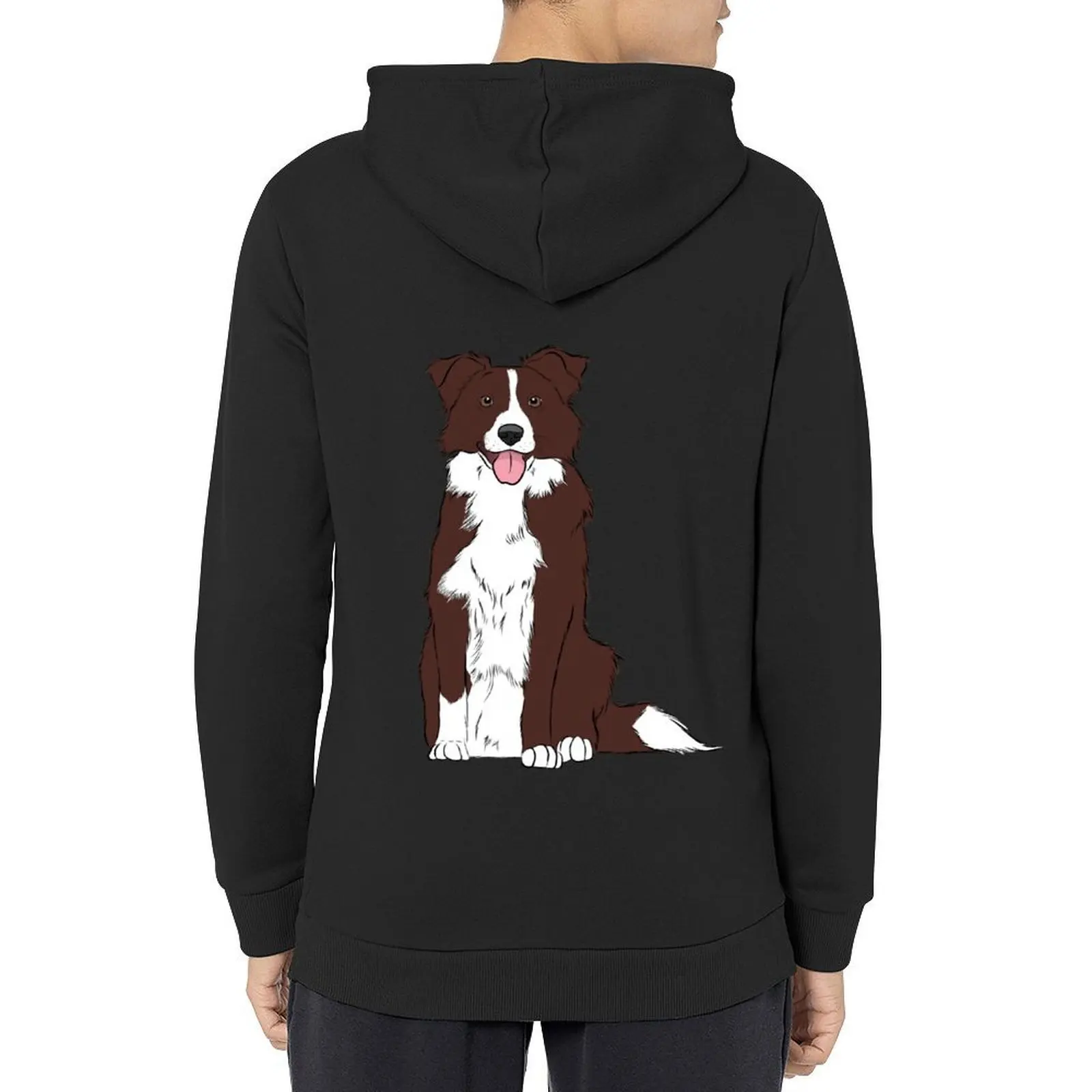 

Brown and White Border Collie Hoodie men's sweat-shirt mens designer clothes anime clothing men's coat hoodie streetwear