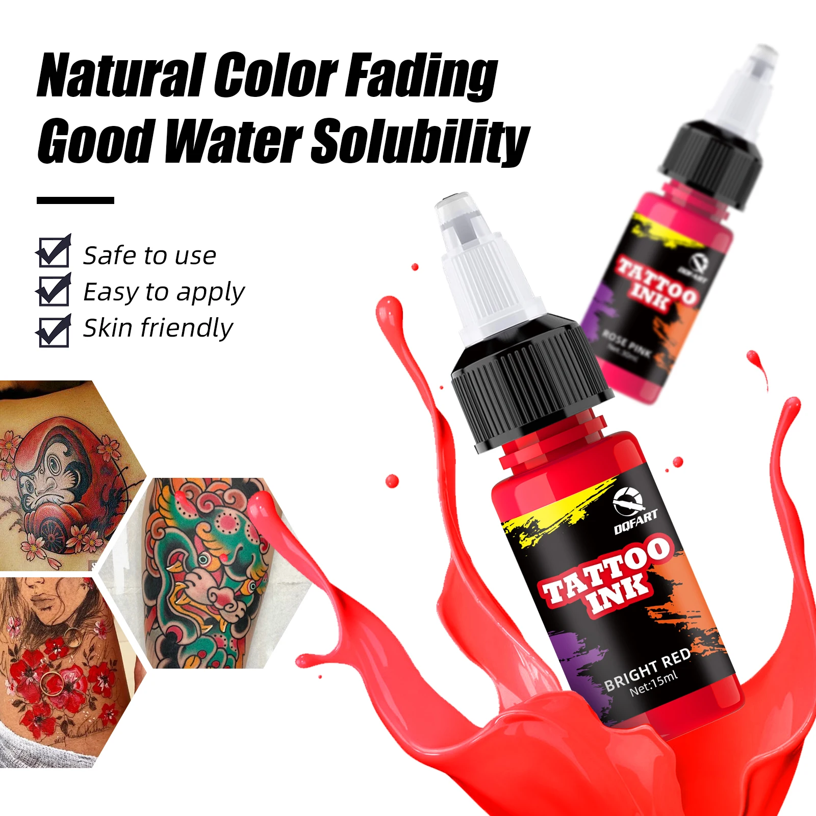 

DQFART 14 цветов 15 мл чернила для татуировки профессиональный долговечный пигмент для татуировки перманентный пигмент для боди-арта чернила для татуировки принадлежности для татуировки