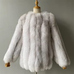 Jaxmonoy Women's Real Fox Fur Coat Ladies Natural Fur Jacket Warm Winter New In Outerwear Luxury Fur Coat Female High Quality