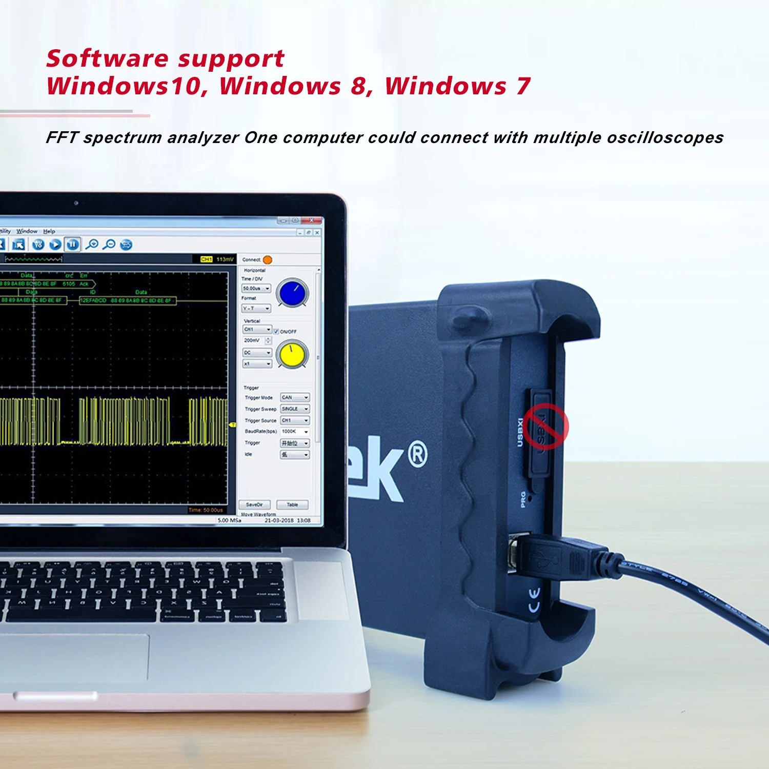 Hantek zestaw z oscyloskopem cyfrowym USB 70MHz 100MHz 200MHz 250MHz 4CH kanały 1GSa/s PC oscyloskop 7/8/10 DIY 6004BC