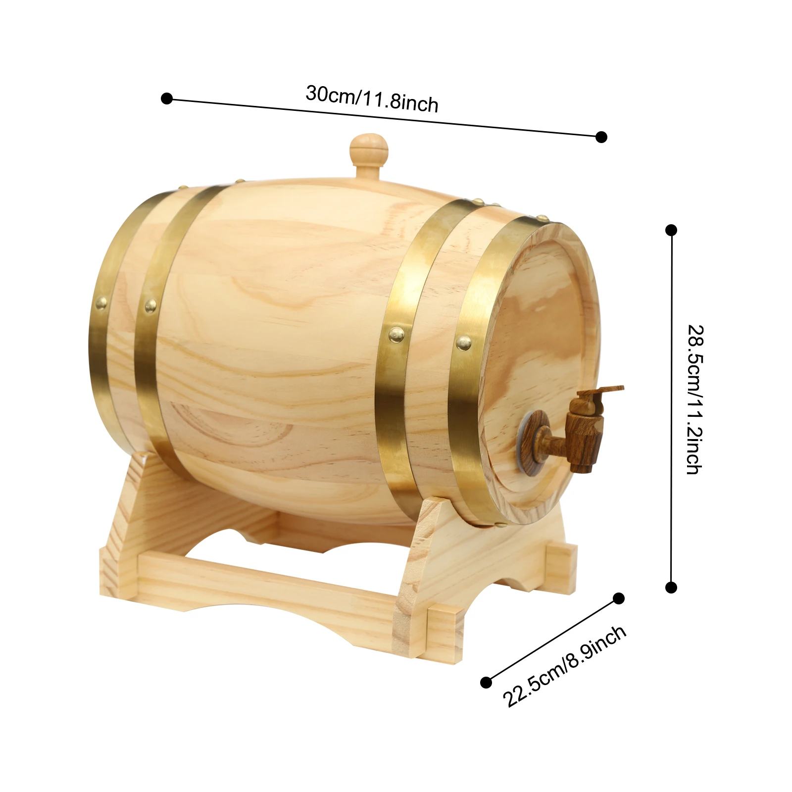 5L Pine Wood Wine Barrel with  - Home Bar Stand 评论和价格
