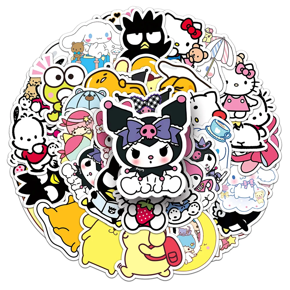 10/30/51pcs Cute Sanrio Kuromi Pochacco Stickers Kawaii Cartoon My Melody Pompom Purin Decals Luggage Phone Notebook Sticker Toy - view 2