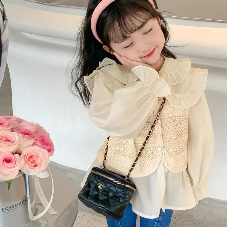 

Children's Clothing 2024 Spring Autumn New Girl Cute Fake Shirt And Jeans Two-Piece Set For Girls