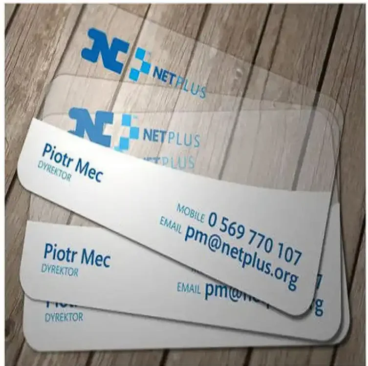 50/100pcs Custom Translucent Business Cards PVC Print Plastic Identity Cards One Side Waterproof Round Corners