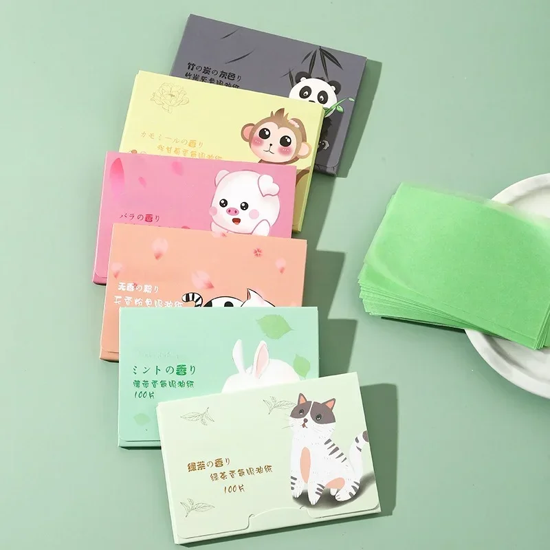 100pcs/Bag Face Absorbent Oil Control Paper Green Tea Wipe Oil Removal Absorbing Sheet Matcha Oily Face Blotting Paper Wholesale