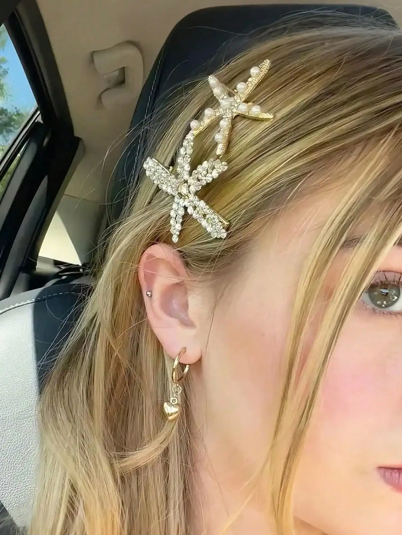 

New fashion metal starfish hair clips for women, sweet and versatile, perfect for any occasion, stylish hair accessories, side c