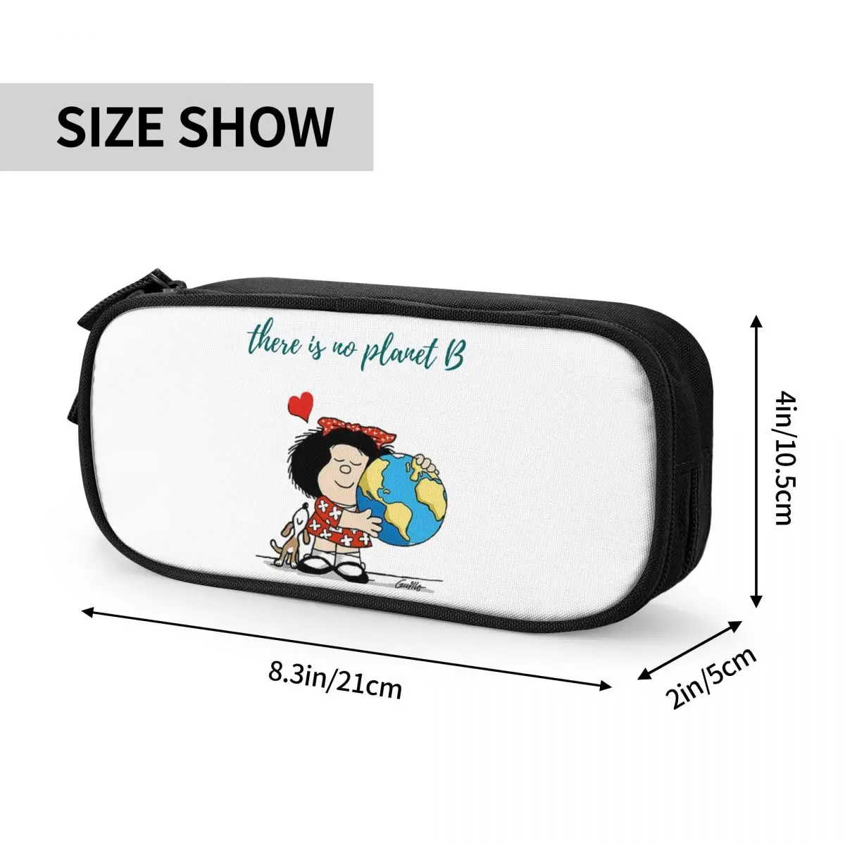 Mafalda Love Environment World Pencil Cases Pen Box Pencil Bags for Student Big Capacity Students School Zipper Pencilcases