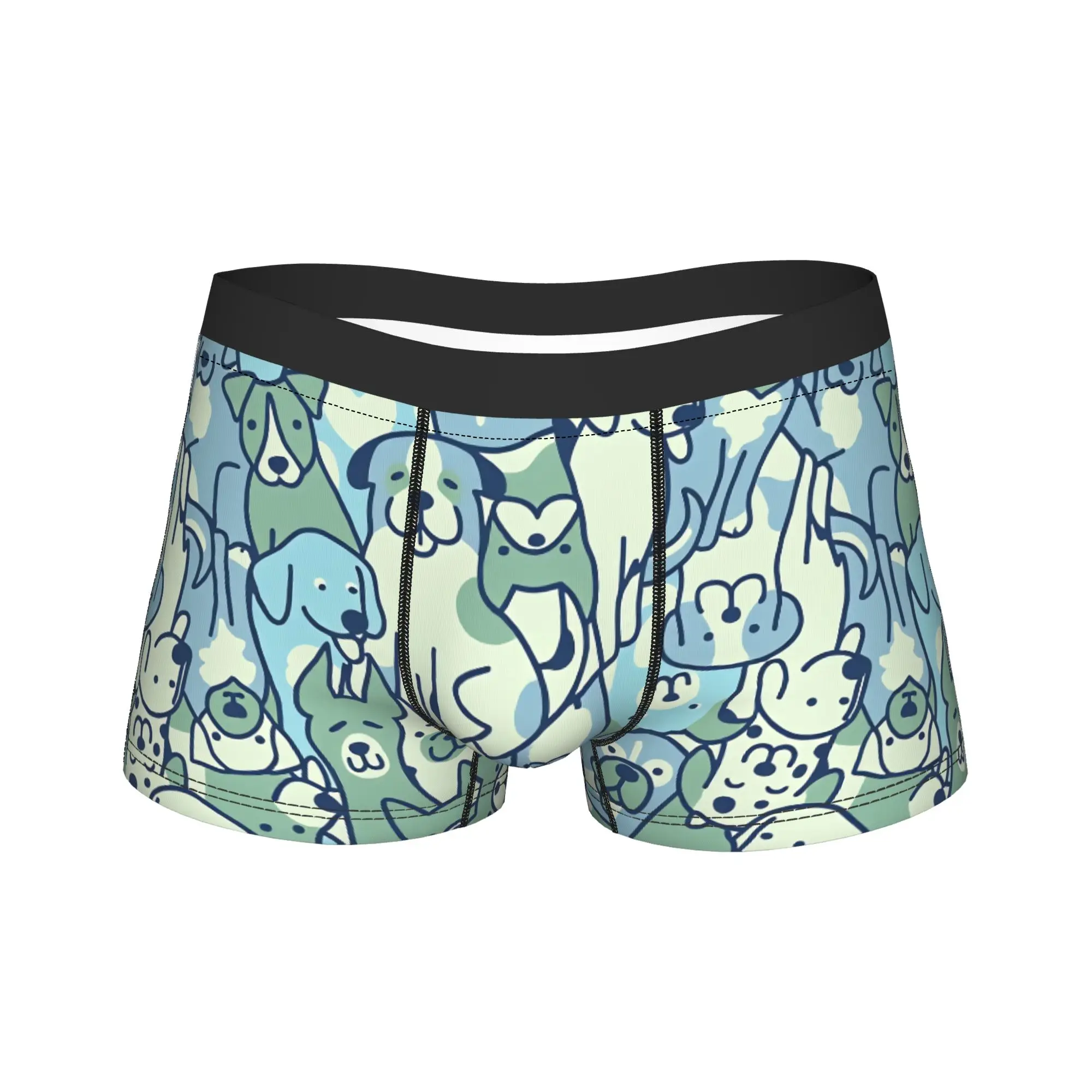

Бесшовные трусы-боксеры с рисунком собак, дышащие, с 3D-мешочком, больших размеров, для мужчин