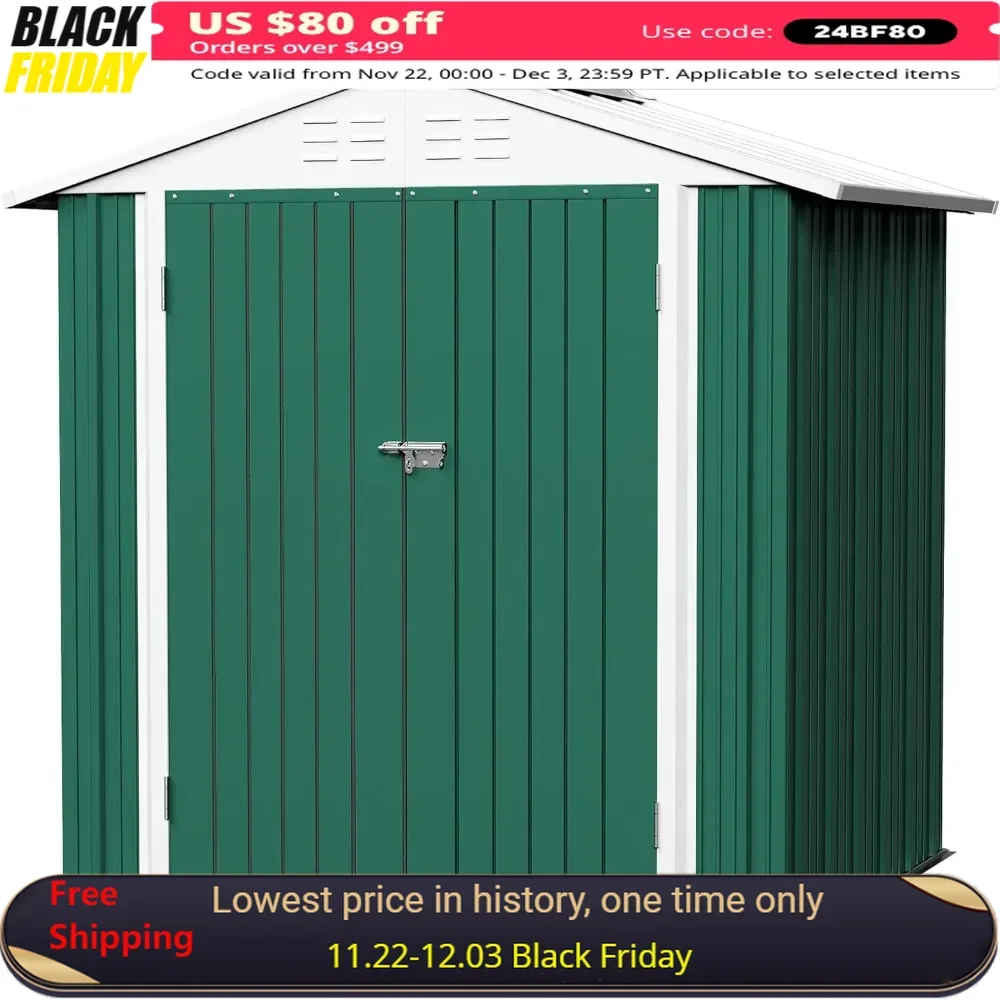 Outdoor Storage Shed with Lockable Door, Tall 6 X 4 FT, Waterproof Garden Tool Shed Storages House, Outdoor Storage Room