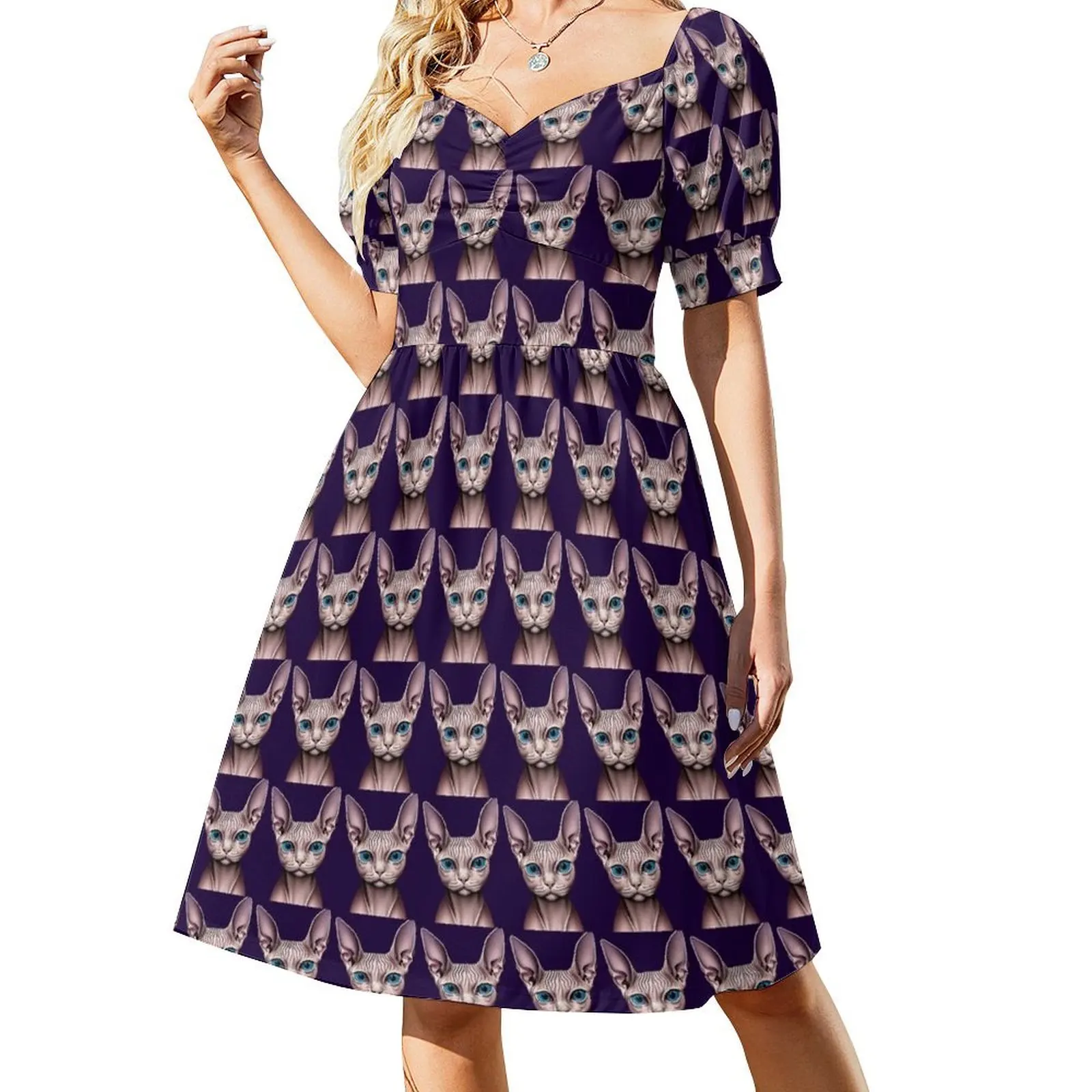 

Sphynx Cat - Elegant Cute hairless Cat 2 Short Sleeved Dress dresses for woman summer clothes women's evening dress 2025 Dress