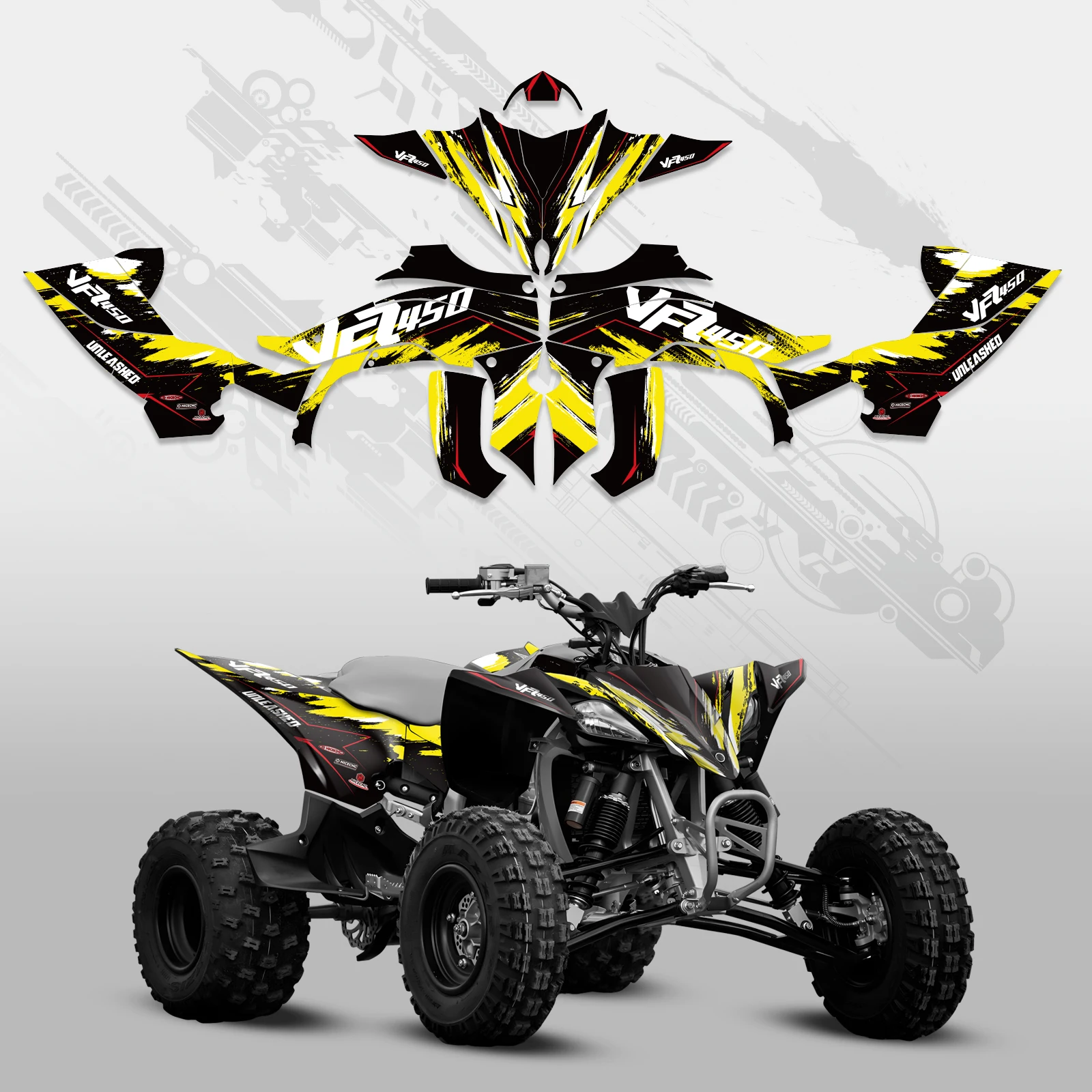 NICECNC لياماها YFZ450R YFZ 450R 2014-2022 2021 2020 2019 دراجة نارية ATV الرسم خلفية الشارات مجموعة ملصقات تخصيص
