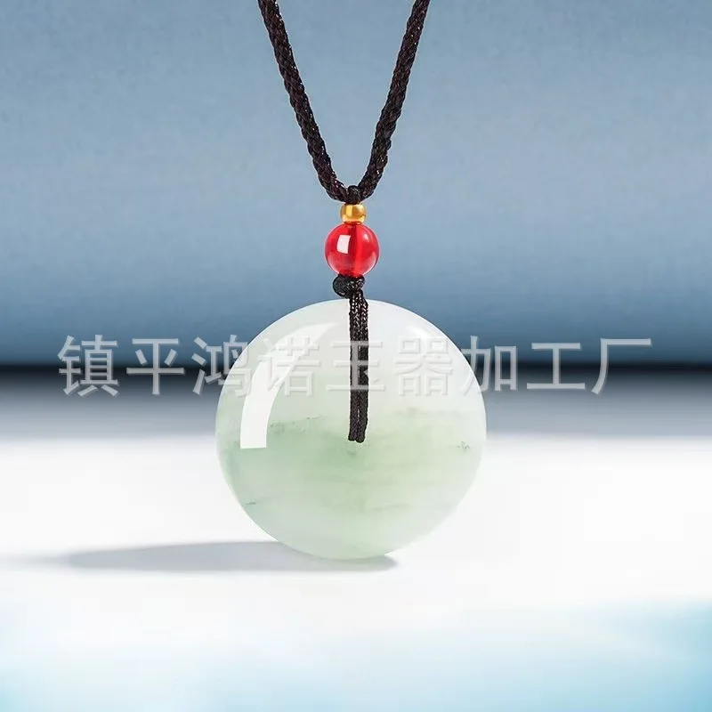 

Xinjiang Natural Golden Silk Jade Tianshan Jade Peace Buckle Jade Pendant with Rope Pendant Jade Jade Pendant Live Source