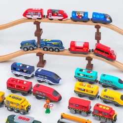 Juego de Tren Eléctrico Retro para niños, juguete educativo con luz de sonido, adecuado para la mayoría de las marcas de rieles de madera