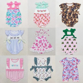Groothandel Baby Meisjes Kids Camo Tractoren Eenden Jumpsuit Peuter Pasgeboren Knopen Eendelig Zomer Kinderen Bubble Romper Kleding