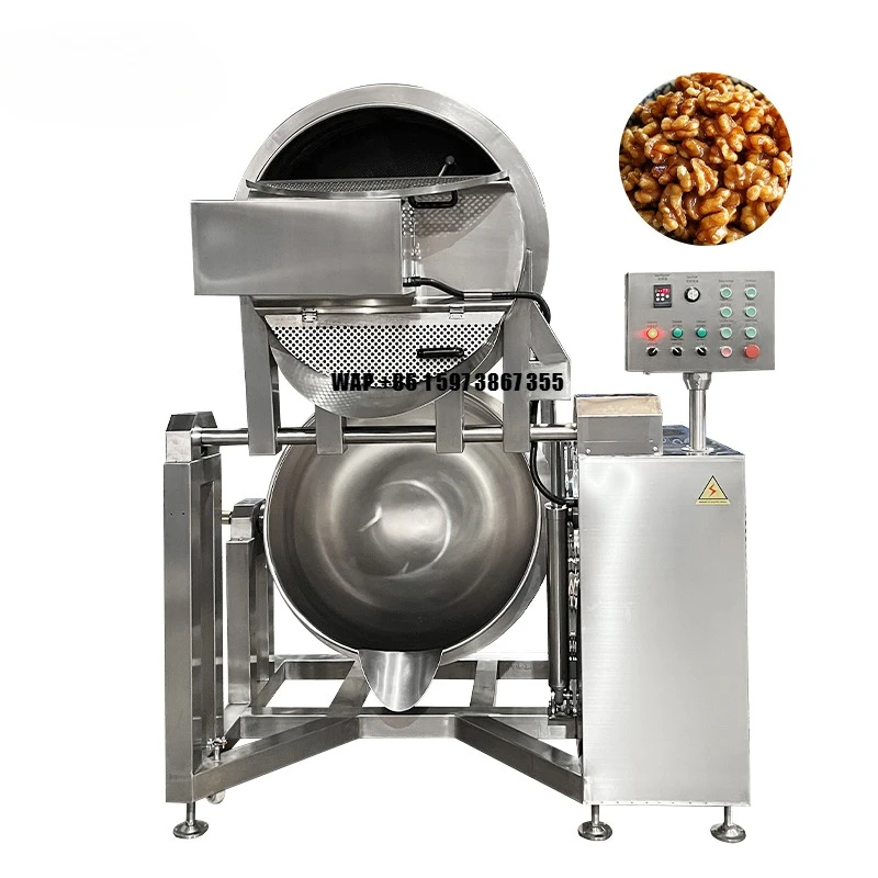 Industrial Fry Fruit Vegetable Foods Automatic Stir Fryer Round Continuous Frying Equipment Batch Frying Machine Price