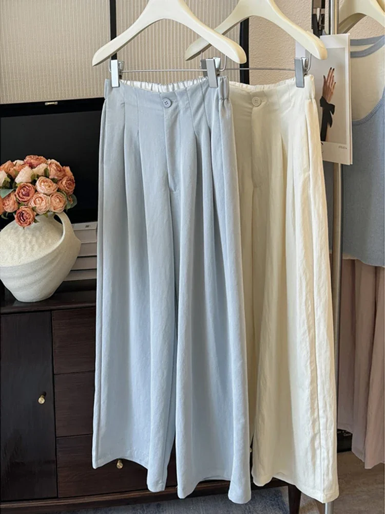 

2025 New Wide Leg Pants Women Korean Style High Waist Baggy Pants Office Ladies Fashion Loose Casual Trousers Streetwear