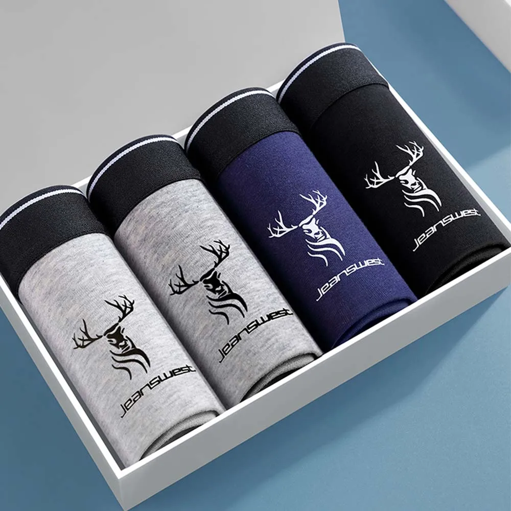 

4 шт. мужского нижнего белья из дышащего хлопка, бесшовные мужские трусы, влагоотводящие, с 3D-кроем и U-образным вырезом, боксеры для мужчин.