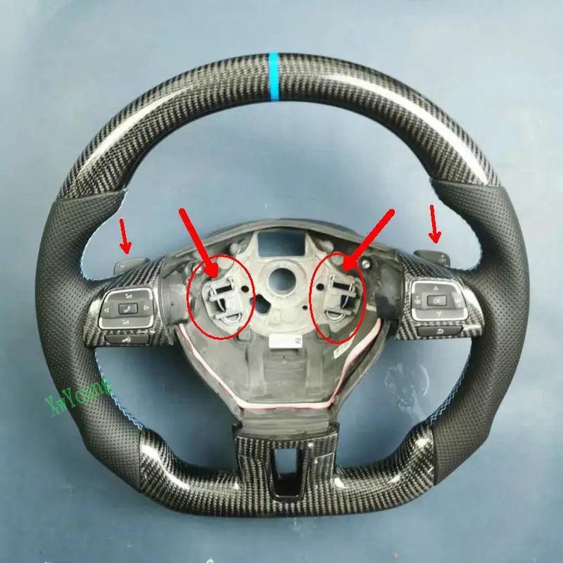 For VW Volkswagen Passat CC Golf 6 (With Paddle Shifters Holes) 100% Real Carbon Fiber Car Steering Wheel