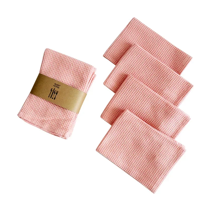 

4 шт., хлопковые салфетки для стола, 35x35 см, домашнее кухонное вафельное полотенце с узором, чайное полотенце, впитывающее полотенце для чистки посуды, утолщенное квадратное полотенце