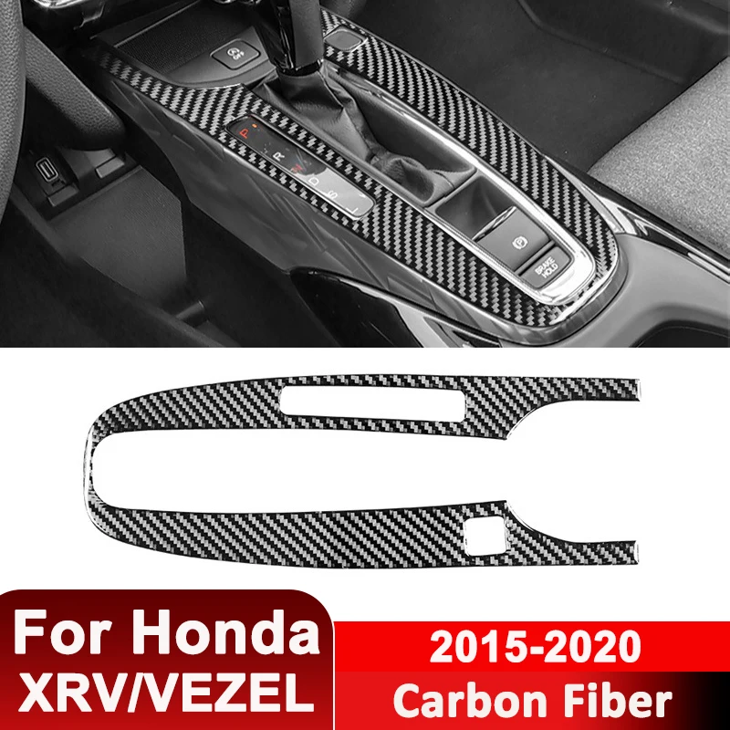 

For Honda XRV VEZEL 2015-2020 Carbon Fiber Car Center Gear Shifter Knob Panel Frame Decorative Sticker Auto Interior Parts